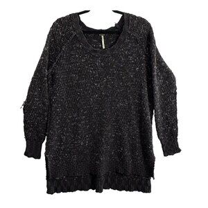 FREE PEOPLE Women Sweater Size L Black Pullover Long Sleeve Chunky 55-10
